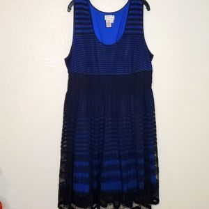 Lace overlay blue A line dress - Size 3x